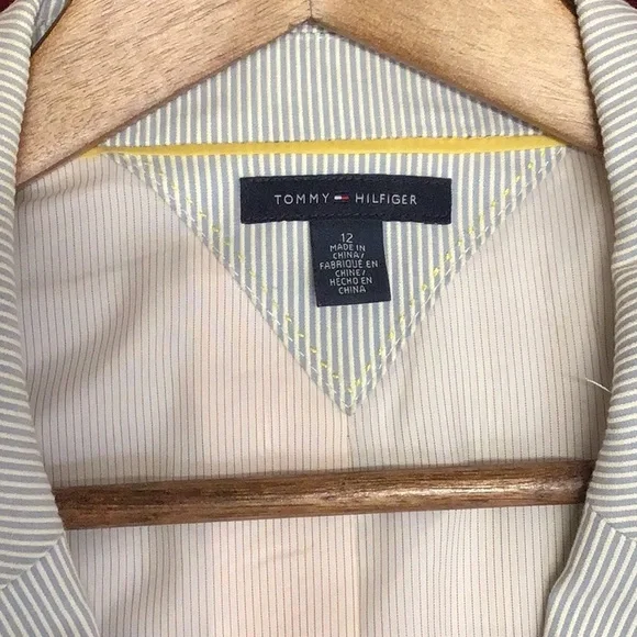 TOMMY PINSTRIPE BOYFRIEND JACKET SZ 12 - Picture 4 of 16